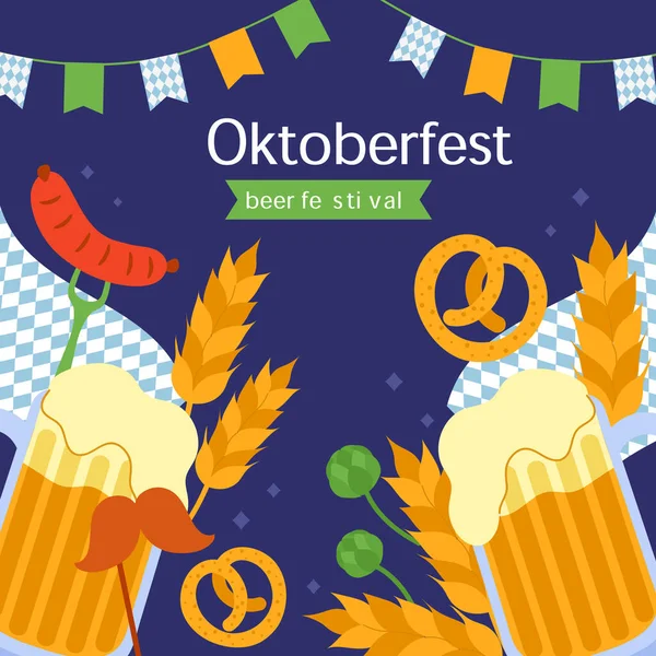 Flat Illustration Oktoberfest Festival Vector Illustration — Stockvektor