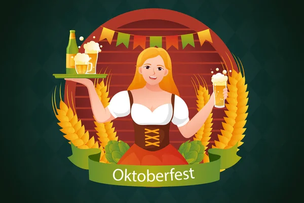 Gradient Background Oktoberfest Festival Vector Illustration — Stock vektor