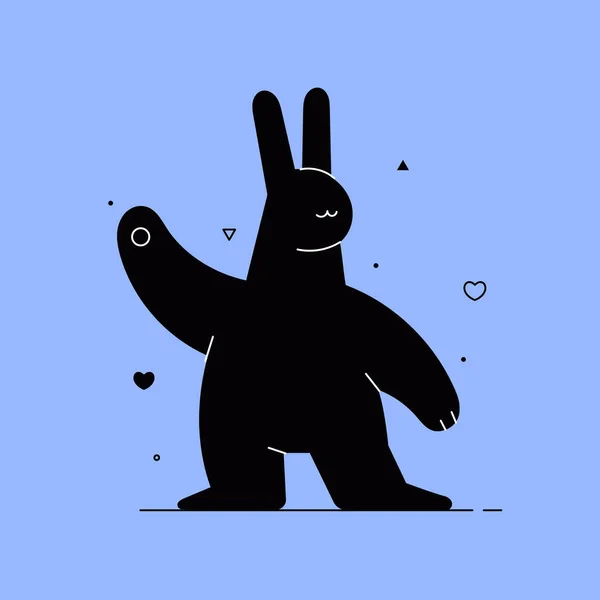 Hand Drawn Animals Silhouette Hare Rabbit Illustration Vector Illustration —  Vetores de Stock