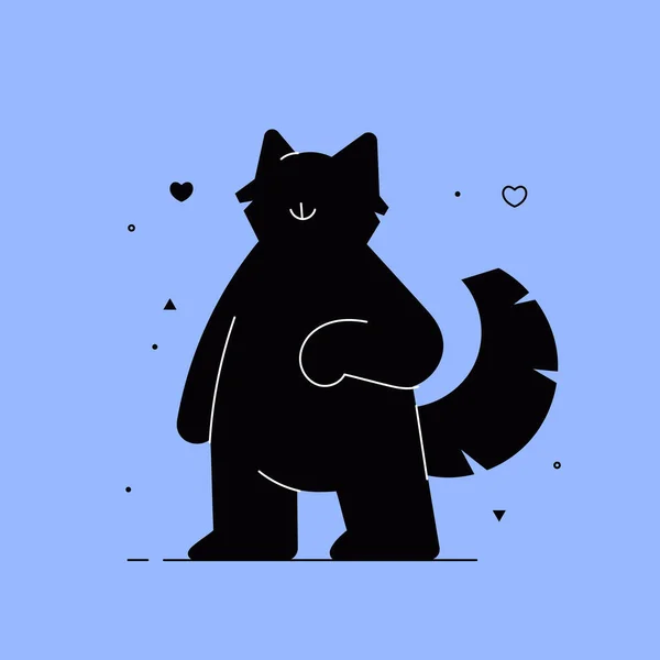 Hand Drawn Animals Silhouette Cat Illustration Vector Illustration — Vetor de Stock