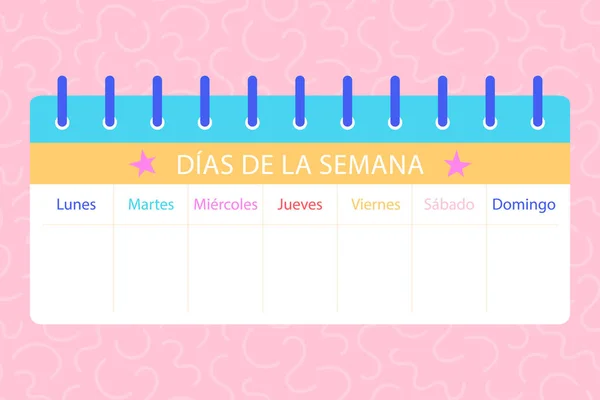 Hand Drawn Days Week Spanish Background Vector Illustration — Stock Vector