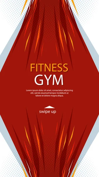 Flat Design Gym Fitness Stories Template Vector Illustration — ストックベクタ