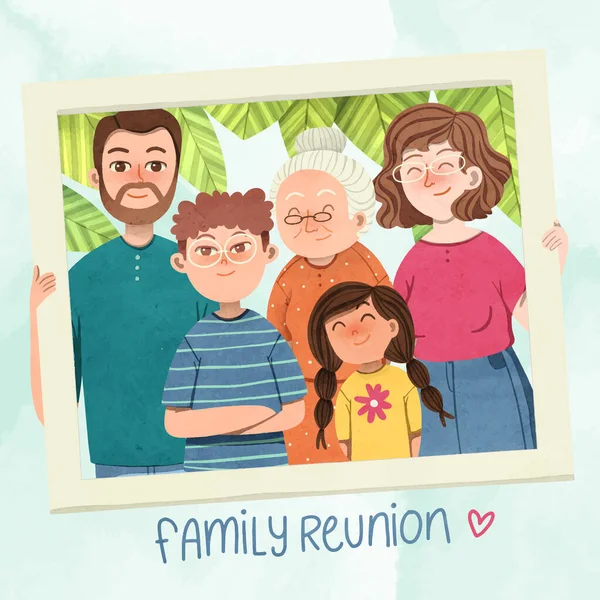 Watercolor Family Reunion Vector Illustration - Stok Vektor