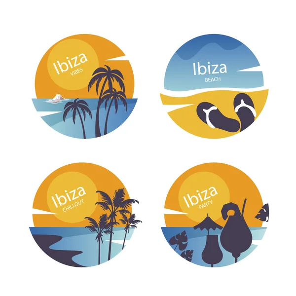 Beautiful Summer Ibiza Labels Design Vector Illustration — ストックベクタ