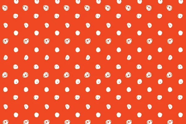 Hand Drawn Red Polka Dot Background Vector Illustration — Vetor de Stock