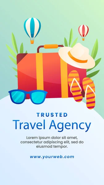 Gradient Instagram Stories Set Travel Agency Business Vector Illustration — Vector de stock