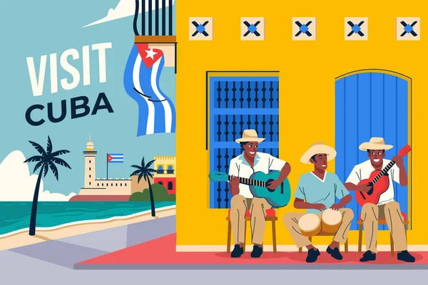 Beautiful Cuba Destination Vector Illustration — Stok Vektör