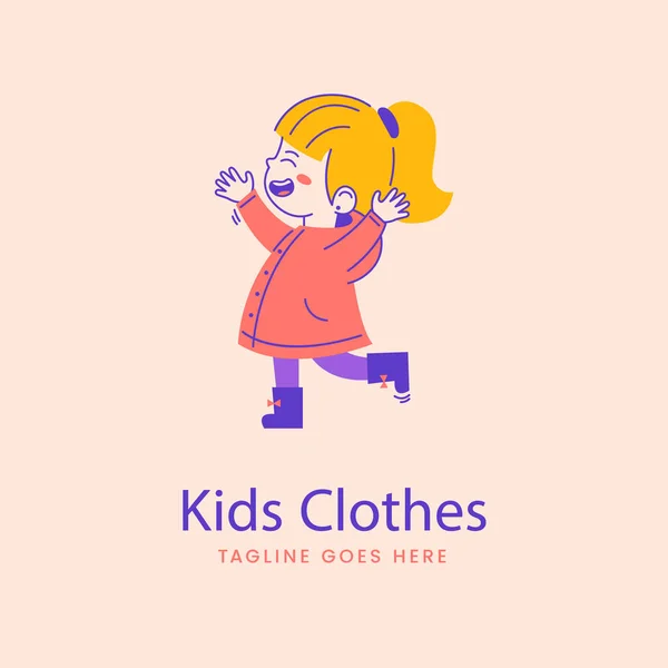 Hand Drawn Kids Clothing Store Logo Vector Illustration —  Vetores de Stock