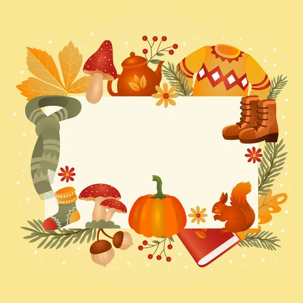 Gradient Autumn Illustration Leaves Vector Illustration — Stok Vektör