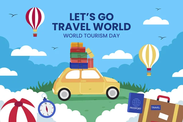 Flat Illustration World Tourism Day Celebration Vector Illustration Royalty Free Stock Ilustrace