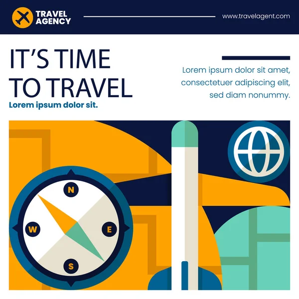 Flat Travel Agency Posts Set Vector Illustration — Vector de stock