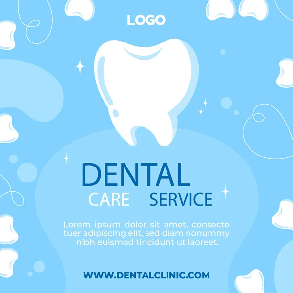 Flat Dental Clinic Posts Set Vector Illustration — Archivo Imágenes Vectoriales