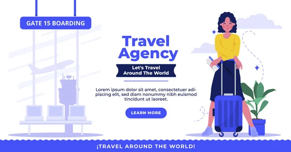 Flat Travel Agency Social Media Promo Template Vector Illustration — Vector de stock
