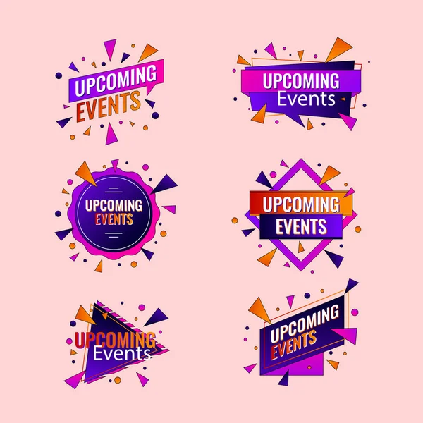 Gradient Upcoming Events Badges Set Vector Illustration — Wektor stockowy