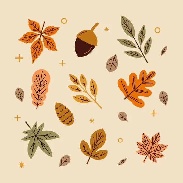 Набор Плоских Элементов Осеннего Праздника Векторная Иллюстрация — стоковый вектор