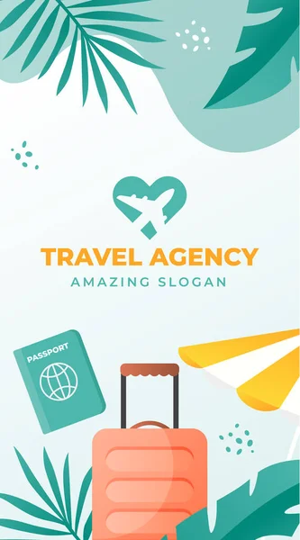 Gradient Travel Agency Vertical Business Card Template Vector Illustration — Stok Vektör