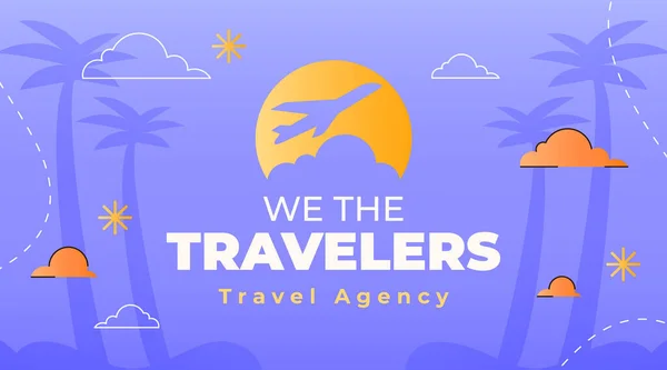 Gradient Travel Agency Horizontal Business Card Template Vector Illustration — Stok Vektör