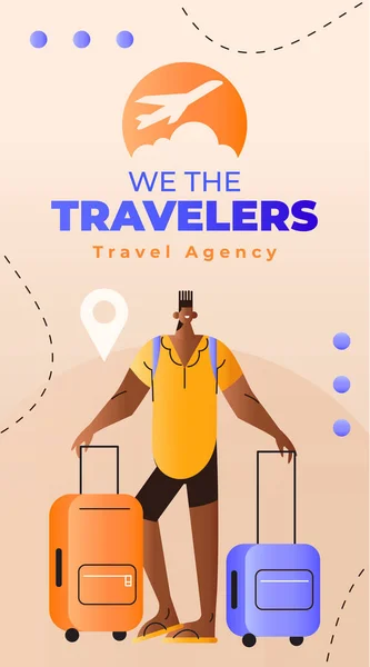 Gradient Travel Agency Vertical Business Card Template Vector Illustration — Stok Vektör