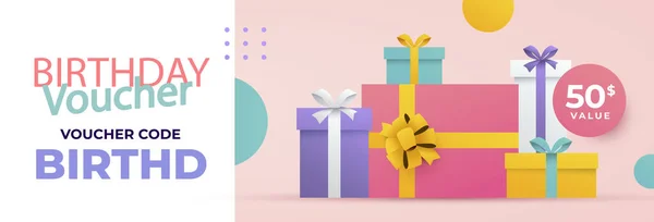 Gradient Birthday Sale Coupon Template Vector Illustration — Wektor stockowy