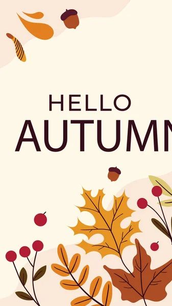 Flat Post Stories Set Autumn Celebration Vector Illustration — Stockvektor