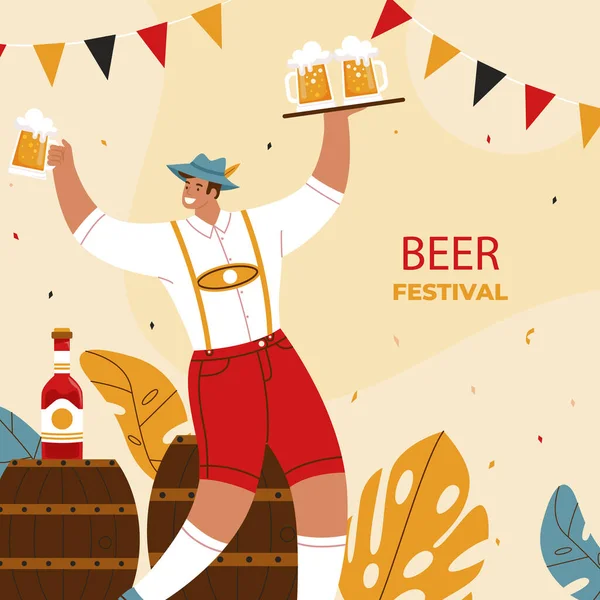 Flat Illustration Oktoberfest Festival Vector Illustration — Stockvector