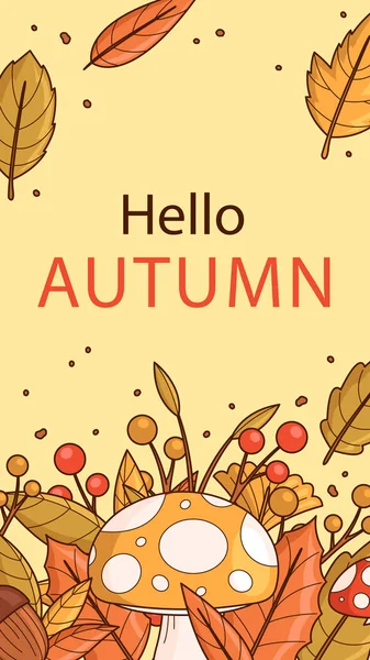 Hand Drawn Post Stories Set Autumn Celebration Vector Illustration — Stockvektor