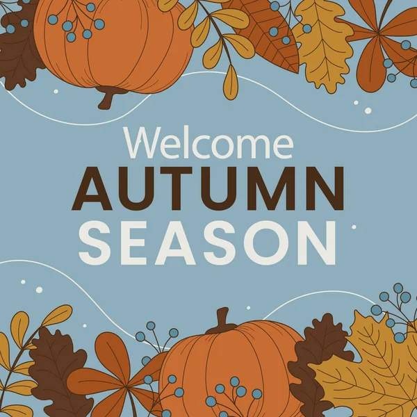 Hand Drawn Posts Set Autumn Celebration Vector Illustration — Stockvektor
