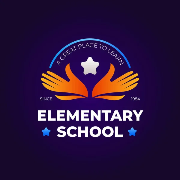 Gradient Elementary School Logo Design Vector Illustration — Archivo Imágenes Vectoriales