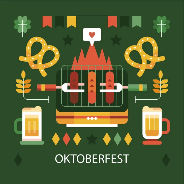 Flat Illustration Oktoberfest Celebration Vector Illustration — Vetor de Stock