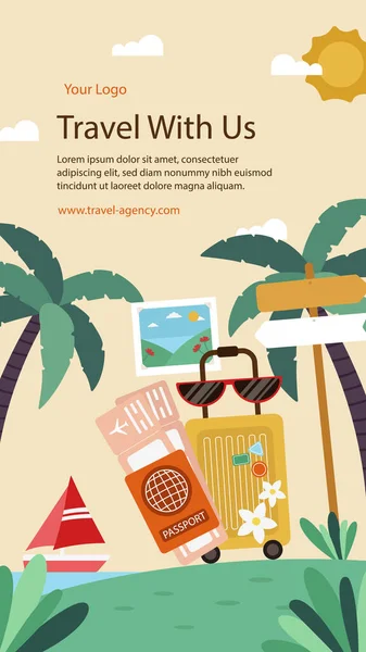 Hand Drawn Travel Agency Post Stories Vector Illustration - Stok Vektor