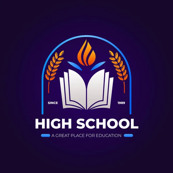 Gradient High School Logo Design Vector Illustration Royalty Free Stock Vektory