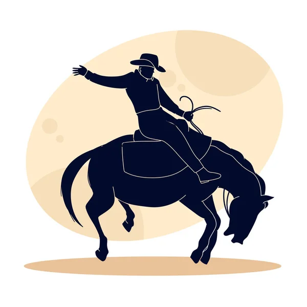 Flat Design Cowboy Silhouette Vector Illustration — Stock Vector