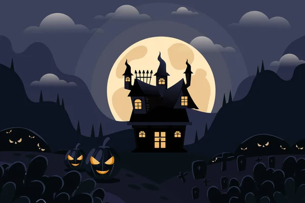 Ručně Kreslené Ploché Halloween Pozadí Vektorové Ilustrace1 — Stockový vektor