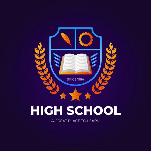 Gradient High School Logo Design Vector Illustration — Stock Vector