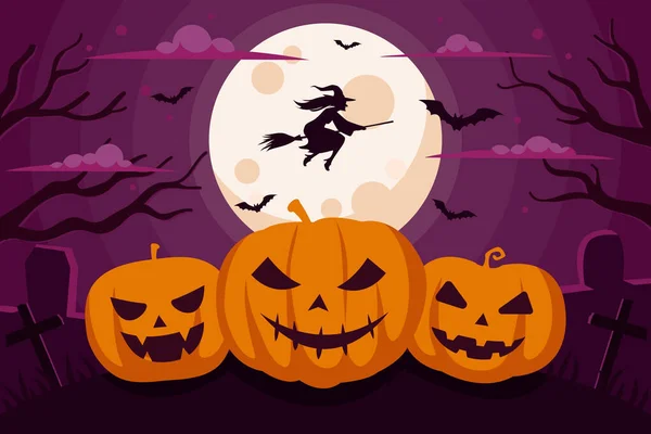 Hand Drawn Flat Halloween Background Vector Illustration — Stock Vector