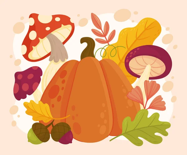 Flat Autumn Celebration Vector Illustration — Stok Vektör