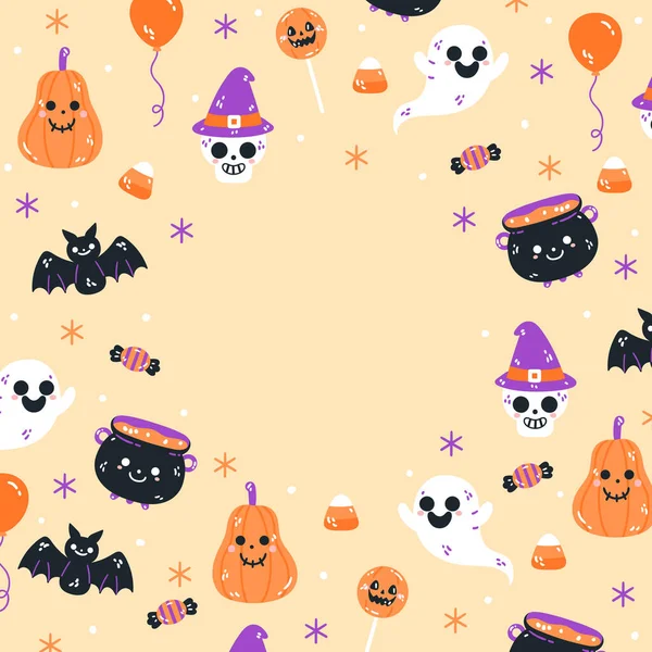Dibujado Mano Plano Halloween Fondo Vector Ilustración — Archivo Imágenes Vectoriales
