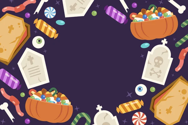 Fond Plat Halloween Dessiné Main Illustration Vectorielle — Image vectorielle