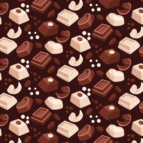 Flat Design Chocolate Pattern Design Vector Illustration — Vetor de Stock