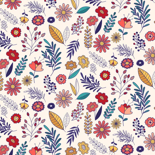 Hand Drawn Small Flowers Pattern Design Vector Illustration — Image vectorielle