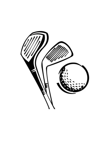 ホワイトバックで孤立したゴルフクラブとボール フラットスタイルのベクトルイラスト — ストックベクタ