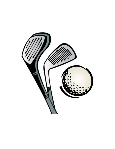 Golfschläger Und Ball Isoliert Auf Weißem Hintergrund Vektorillustration Flachen Stil — Stockvektor
