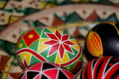 Kyiv, Ukrayna - 19 Haziran 2021: Müzede el yapımı Paskalya yumurtası