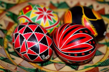 Kyiv, Ukrayna - 19 Haziran 2021: Müzede el yapımı Paskalya yumurtası