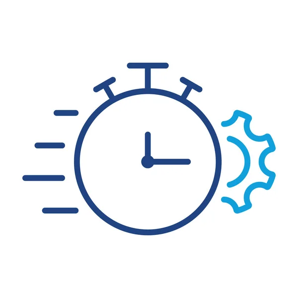 Gear Clock Line Icon Cog Wheel Watch Time Deadline Settings — Stock Vector