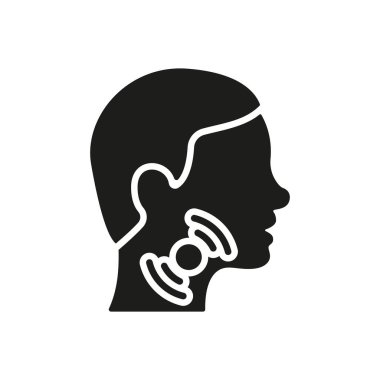 Sore Throat Silhouette Icon. Painful Sore Throat Black Icon. Male head in Profile Pictogram. Symptom of Angina, Flu or Cold. Isolated Vector illustration. clipart