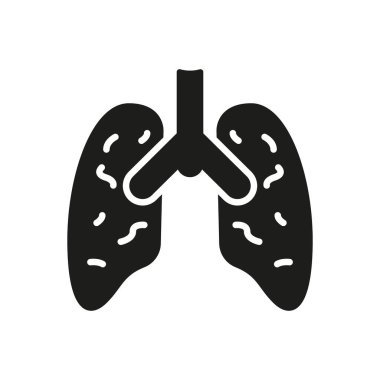 Ciğerlerin tahrik edici durumu. İnsan İç Organı Kara Simgesi. Zatürree, astım, viral hastalık konsepti. Pnömoni Lungs Siluet Simgesi. İzole Vektör illüstrasyonu.