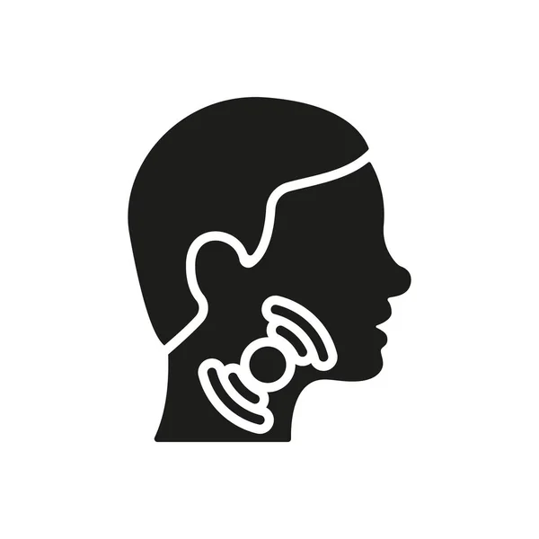 Halsschmerzen Silhouette Ikone Schmerzhafte Halsschmerzen Schwarze Ikone Männerkopf Profil Piktogramm — Stockvektor