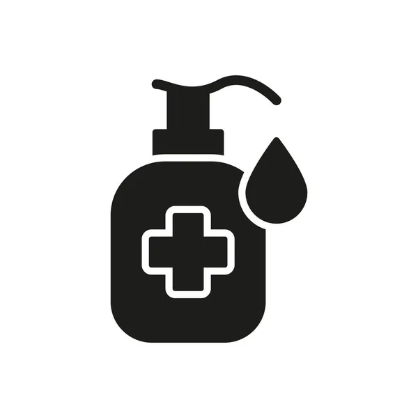 Hand Sanitizer Flasche Silhouette Icon Hygiene Produkt Black Icon Antiseptische — Stockvektor