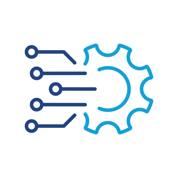 Digital Tech Concept Line Icon Gear Sign Business Solution Linear — Stockvector